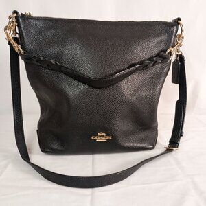 Coach Black Pebbled Leather Abbey Duffle Bag Crossbody/Shoulder Purse